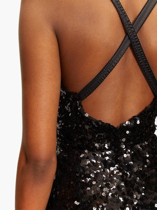 Dolce & Gabbana Plunge-neck Sequinned Midi Dress - Black