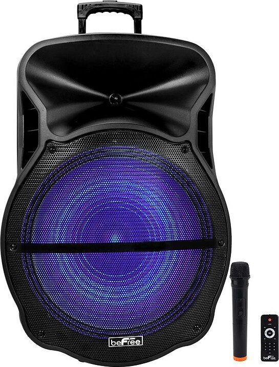 beFree Sound 18-Inch Bluetooth Portable Rechargeable Party Speaker with Reactive LED Party Lights & FM Radio