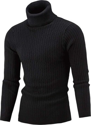 Doldoa Women Sweater Men's Turtleneck Sweater Sale Men Autumn Winter Warm Pullover Thicken Knit Bottoming Tops(Black L)