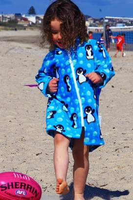 Back Beach Co Blue Penguin Hooded Towel Robe 3-11 yrs