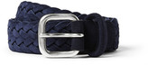 Thumbnail for your product : Andersons Navy 3.5cm Woven-Suede Belt