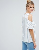 Thumbnail for your product : ASOS Tall ASOS TALL Ruffle Off Shoulder Top In Stripe