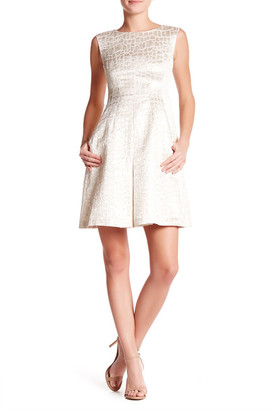 Anne Klein Jacquard Inverted Pleat Fit & Flare Dress