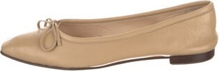 Manolo Blahnik Leather Bow Accents Ballet Flats
