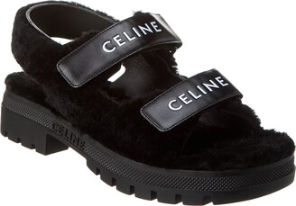 Celine Leo Shearling & Leather Sandal