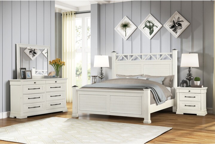 Roundhill Furniture Stout Panel Bedroom Set with Bed, Dresser, Mirror, Night Stand, Chest - Queen