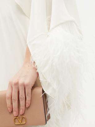 Valentino Feather-trimmed Silk-georgette Midi Dress - Ivory