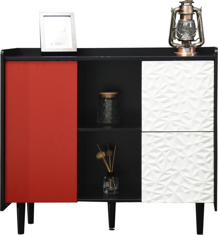 Streamdale Furniture Streamdale Red Accent Sideboard with Drawer and Open Shelves
