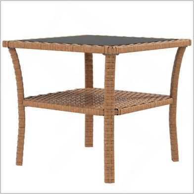 Dakota Fields Outsunny Side Table, Outdoor End Table With Storage Shelf, Aluminum Frame Square, Coffee Table With Tempered Glass Top