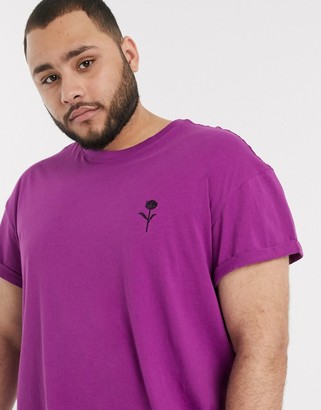 New Look Plus solid rose embroidered t-shirt in dark pink