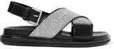 Thumbnail for your product : Marni Glittered Leather Slingback Sandals - Black
