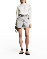 Thumbnail for your product : Rohe Jonah Paperbag Jean Shorts With Leather Belt