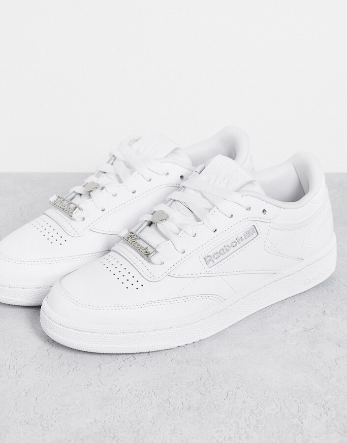 Reebok Club C 85 sneakers in white and silver - ShopStyle