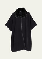 Thumbnail for your product : Sofia Cashmere Shearling Collar Cashmere Cape
