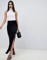 Thumbnail for your product : ASOS Design DESIGN wrap maxi skirt with tie waist and split