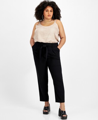 Bar III Plus Size Belted Paperbag-Waist Pants, Created for Macy's -  ShopStyle