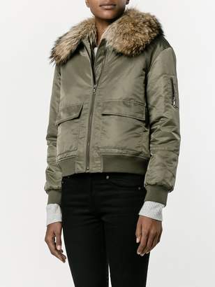 Yves Salomon Army Khaki fur lined bomber jacket