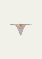 Orchid Lace-Inset Silk Thong 