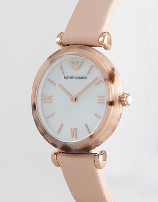 Emporio Armani AR11004 Pale Pink Leather Gianni T Bar Watch