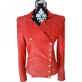 Thumbnail for your product : Balmain Red Quilted Panelled Leather Jacket