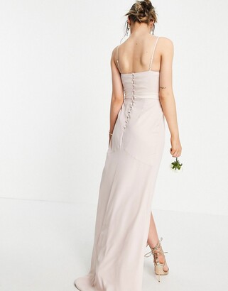 ASOS DESIGN Bridesmaid drape cami maxi dress with wrap waist in blush
