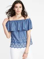 Thumbnail for your product : Old Navy Ruffled Off-the-Shoulder Cutwork Top for Women