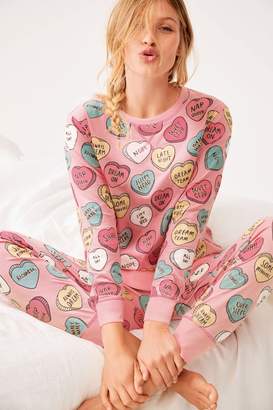 Next Womens Pink Heart Cotton Pyjamas - Pink