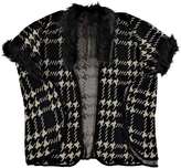 Thumbnail for your product : boohoo Denise Houndstooth Check Faux Fur Trim Wrap Cape