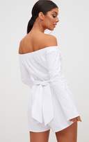 Thumbnail for your product : PrettyLittleThing White O-Ring Belt Playsuit