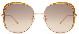 Gucci Oversized Square Metal Sunglasses - Gold Multi