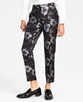 INC International Concepts Men's Elm Slim-Fit Floral Jacquard Suit Pants, Created for Macy's