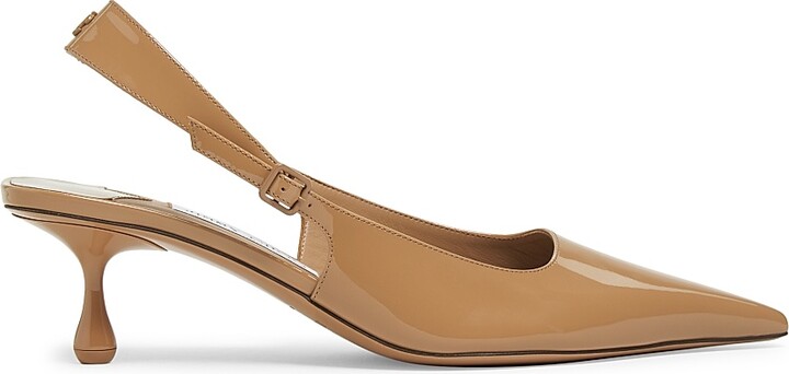 Jimmy Choo Women's Amel 50MM Patent Leather Slingback Pumps - Biscuit - Size 6