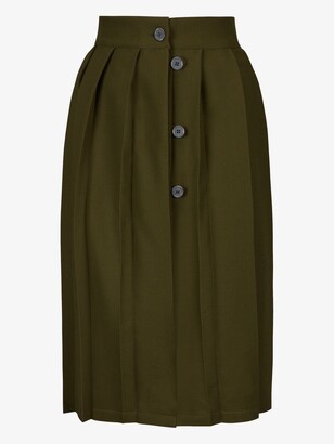 Richard Malone Green Pleated Midi Skirt