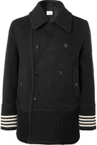 Thumbnail for your product : Burberry Striped Wool Peacoat - Men - Black