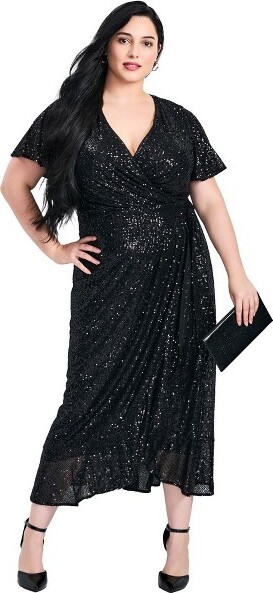 Avenue AvenueNinaSequinWrapDress-22/24Black