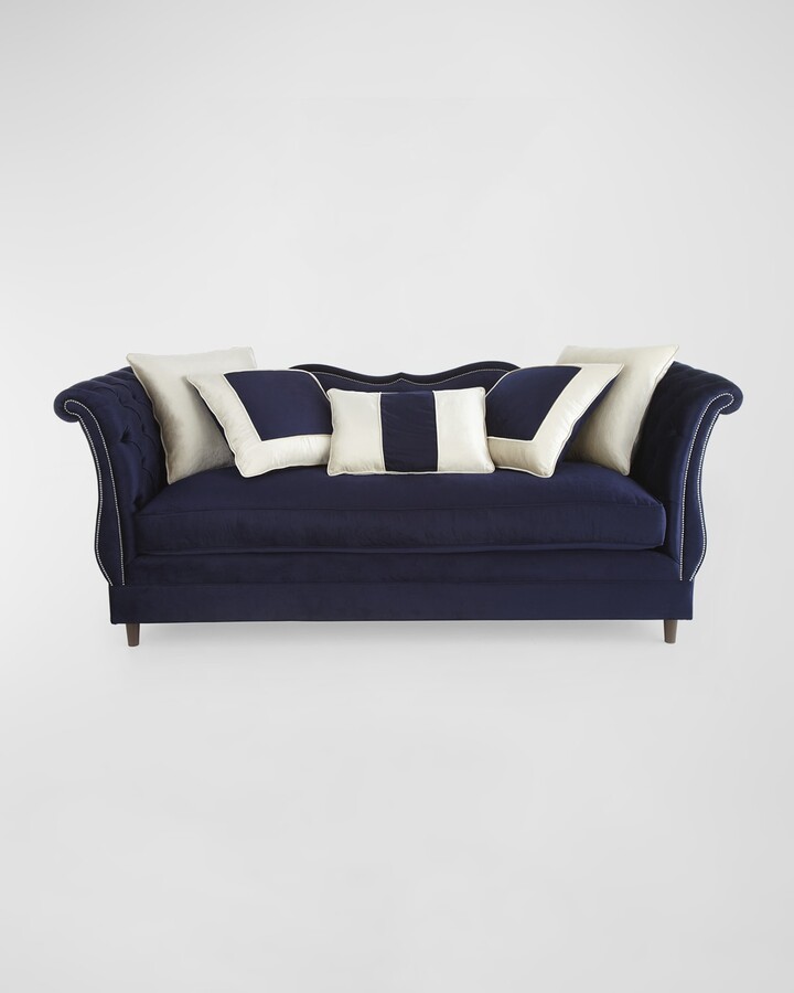 Horton Velvet Tufted Sofa, 90"