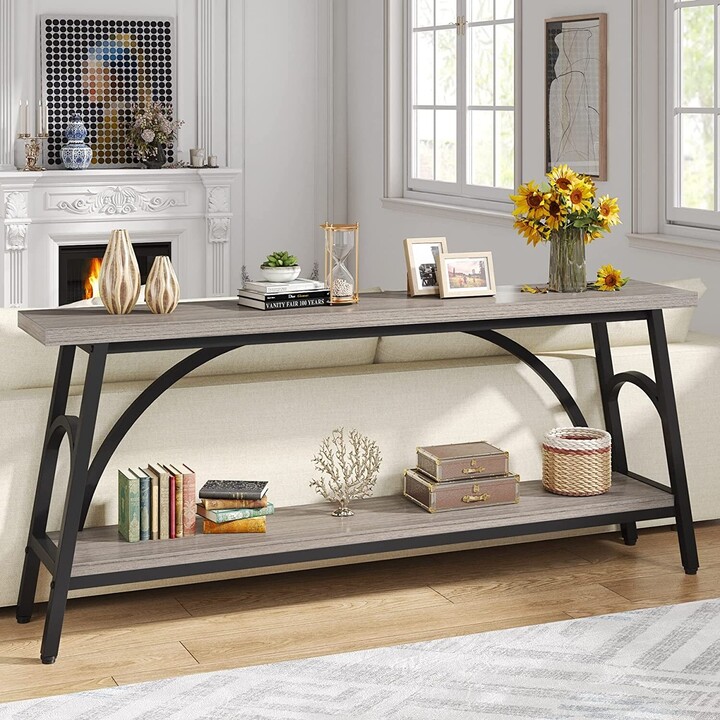 Farfarview Extra Long Console Table, 70.8” Narrow Sofa Tables Entryway ...