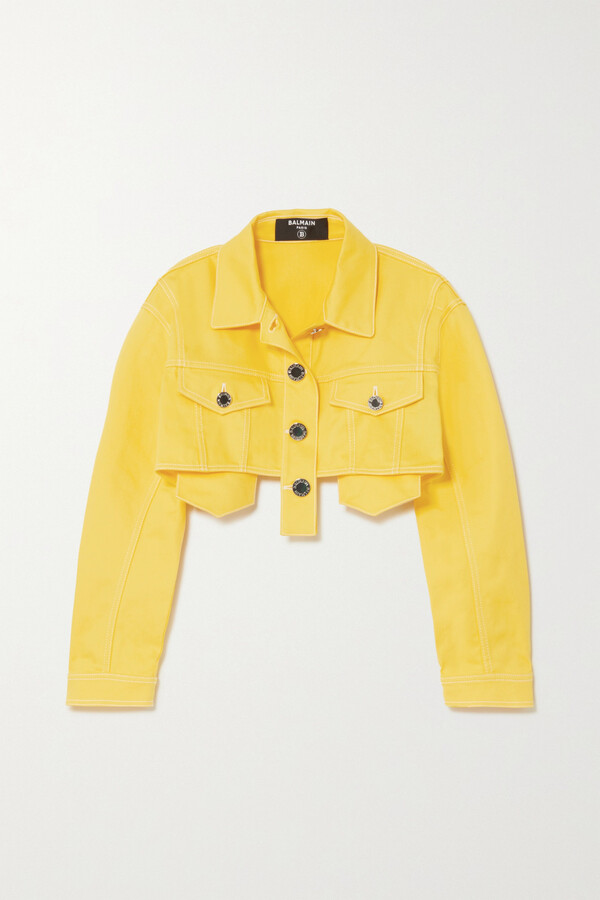 yellow cropped jacket
