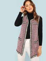 Thumbnail for your product : Shein Open Front Tweed Vest Coat