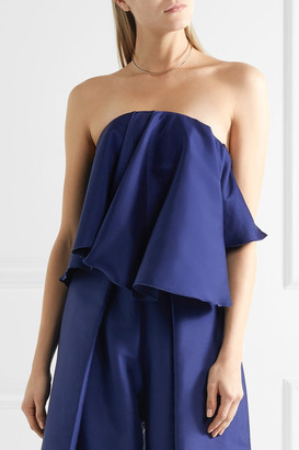 SOLACE London Laurel Strapless Charmeuse Top - Navy