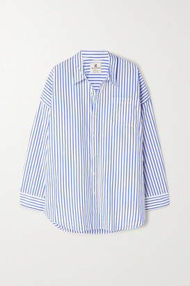 Denimist Oversized Striped Cotton-poplin Shirt - Blue