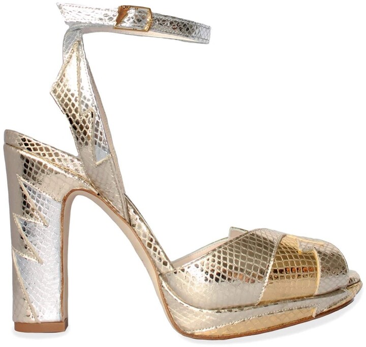 Gold Block Heel | Shop the world's largest collection of fashion 