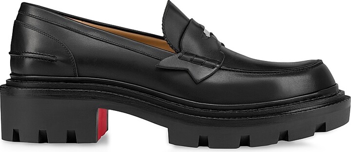 Christian Louboutin Men's Moc College Leather Loafers - Black - Size 10.5