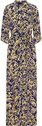 Diane von Furstenberg Amina Belted Printed Silk Crepe De Chine Maxi Shirt Dress