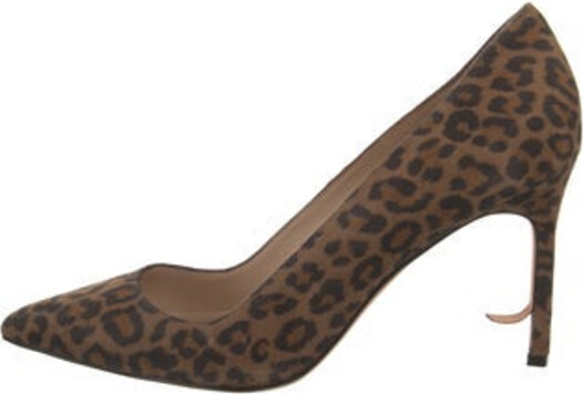 Manolo Blahnik Suede Pumps Brown Animal Print Pointed-Toes