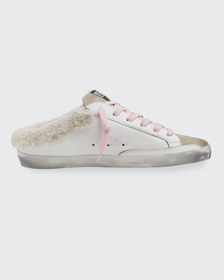 Golden Goose Mixed Leather Shearling Slide Sneakers
