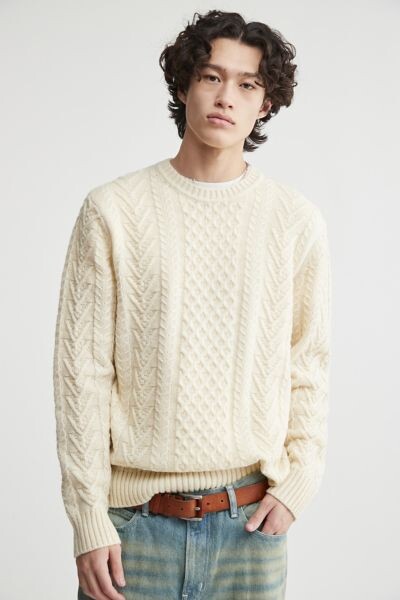 Schott Cable Knit Crew Neck Sweater - ShopStyle