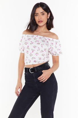 Nasty Gal Womens Plant One On Me Floral Off-The-Shoulder Top - White - 4, White