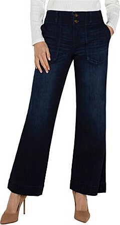 Liverpool Los Angeles Petite Size Denim Mid Rise Wide Leg Flare Jeans