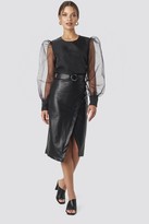 Thumbnail for your product : Tina Maria X NA-KD Overlapped Faux Leather Midi Skirt